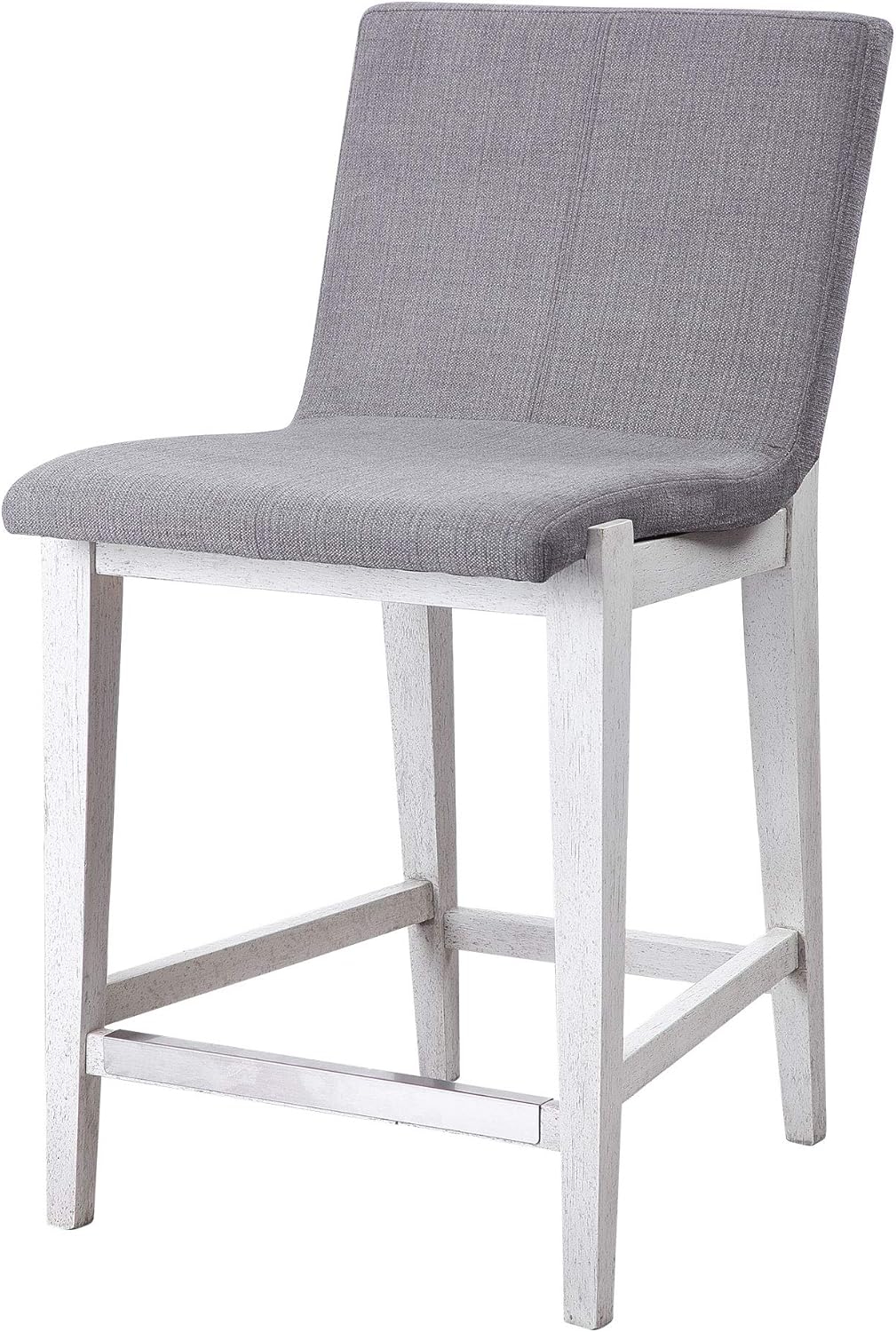 MY SWANKY HOME Elegant Charcoal Gray Counter Bar Stool Minimalist Silver White Cushioned Back