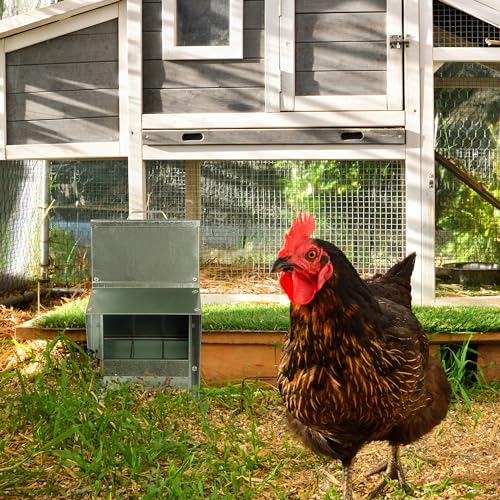 50lb Capacity Galvanized Chicken Feeder Weatherproof Coop Dispenser