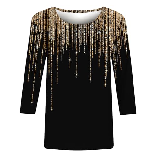 WKSCLPAI Womens Tops 3/4 Sleeve 2024 Cute Print Blouses Round-Neck Tunic Tops Loose Casual Tee Tops Spring Fashion T-Shirts