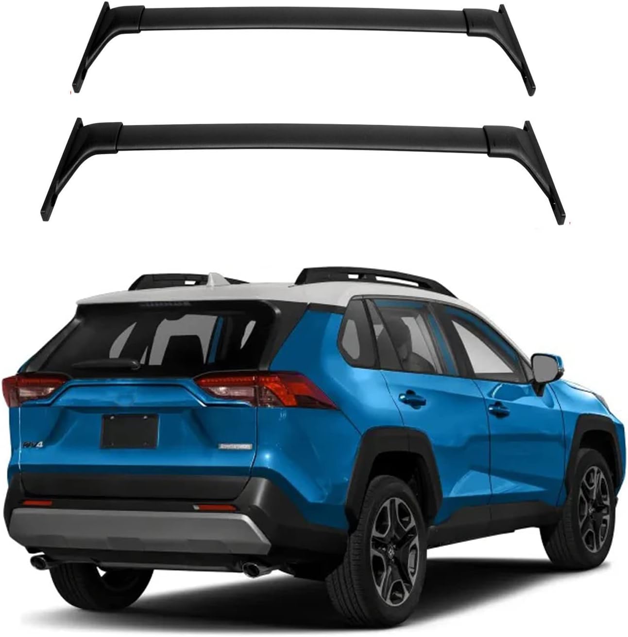 Roof Rack Crossbars Side rail Cross Bar Fits 2019-2024 Toyot-a RAV4 Adventure Factory Raised Roof Rails | Premium Aluminum – Black