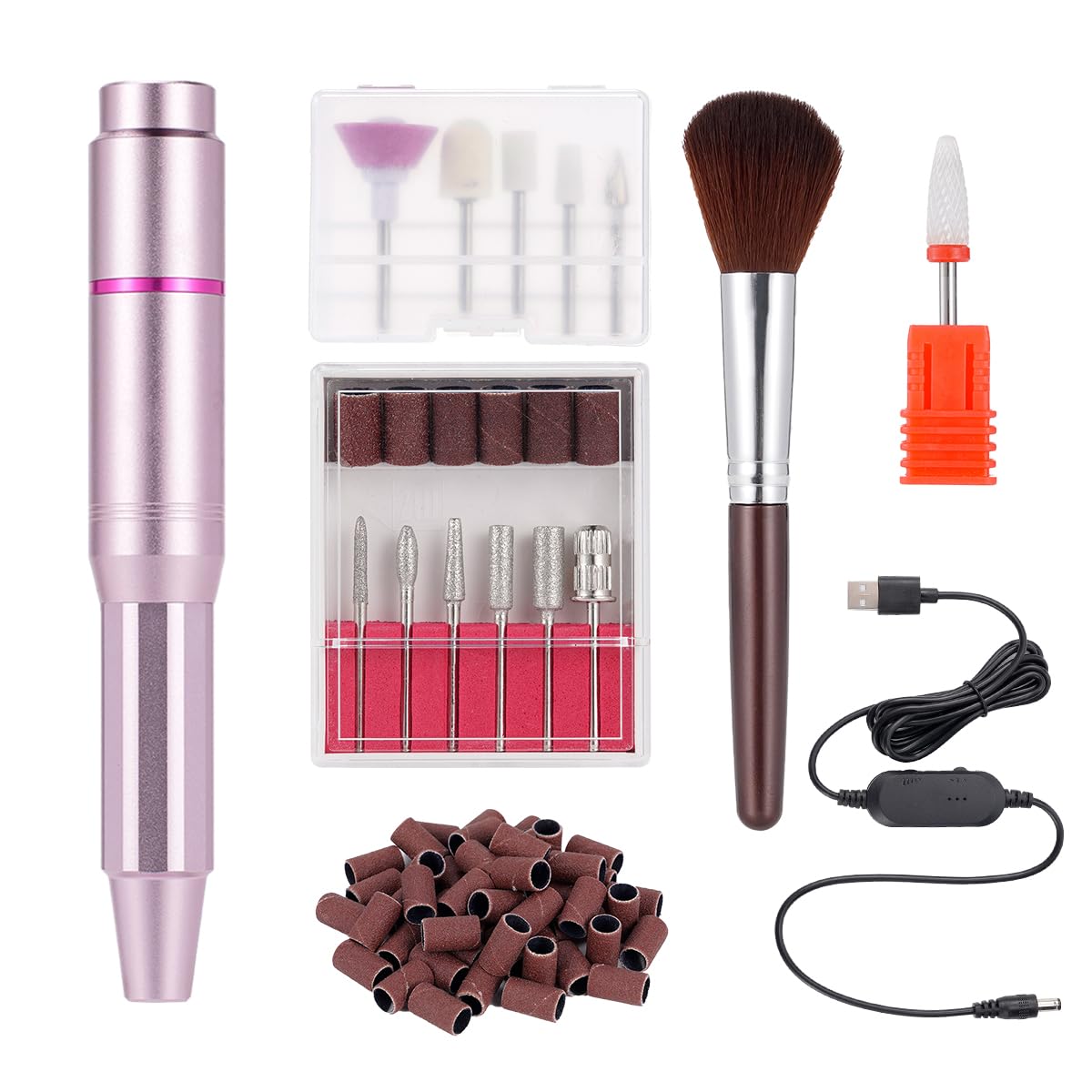 Electric Nail Drill Machine, Portable Electric Nail File Rechargeable 25000RPM Nail Drill for Acrylic Gel Nails, Manicure Pedicure Polishing Shape Tools for Home and Salon Use