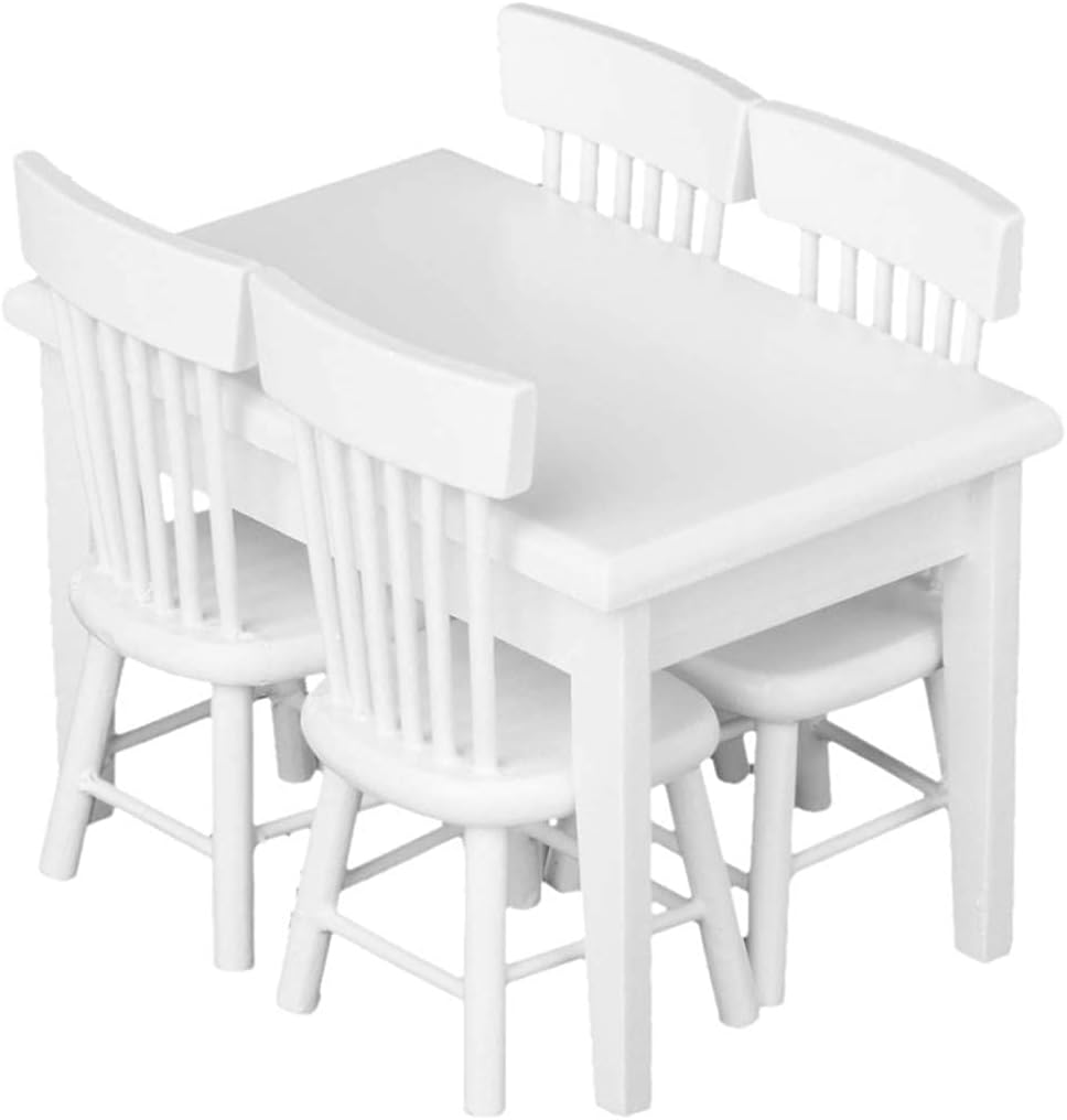 G0lden&Mang0 22Pcs Dollhouse Furniture Set, 112 Dollhouse Decoration 1Pc Wooden Dining Table and 4Pcs Chair, 1Pc Mini Carpet Turkey Rugs, 4Pcs Plates and 12Pcs Knives Forks Spoons for Kids Gift