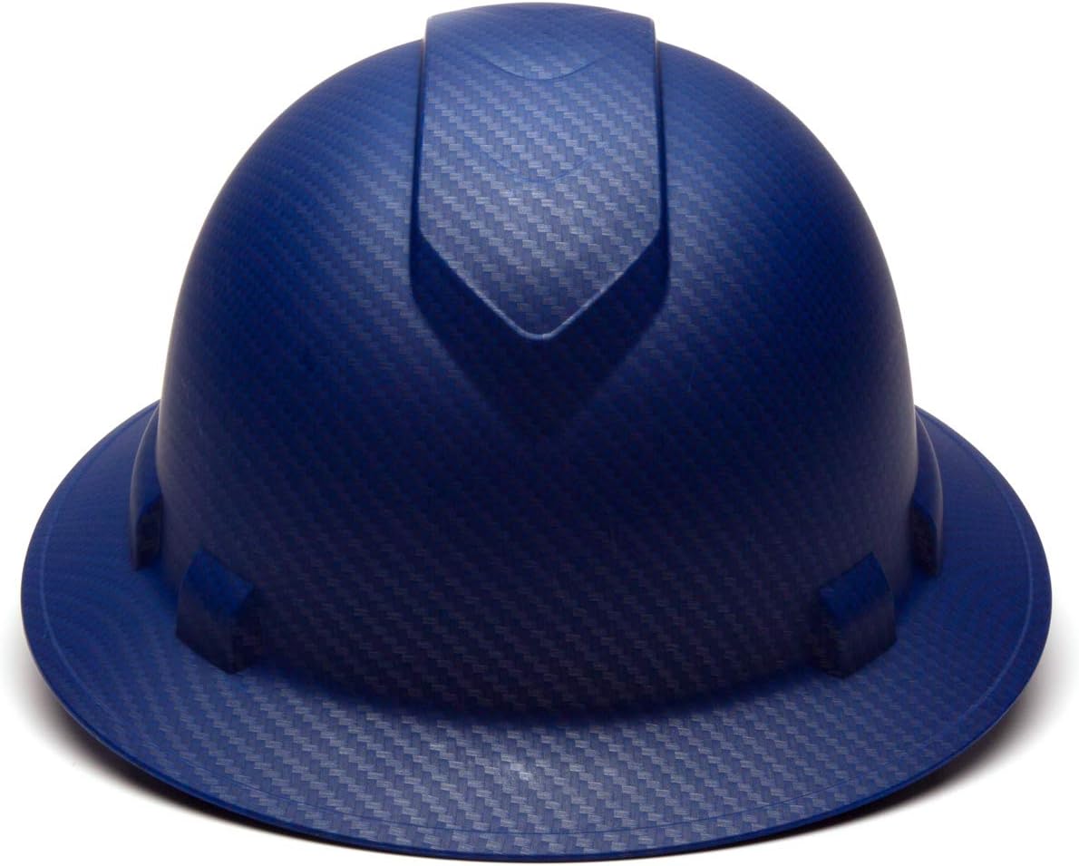 Pyramex Ridgeline Full Brim Hard Hat 4 Point Ratchet Matte Blue Pattern