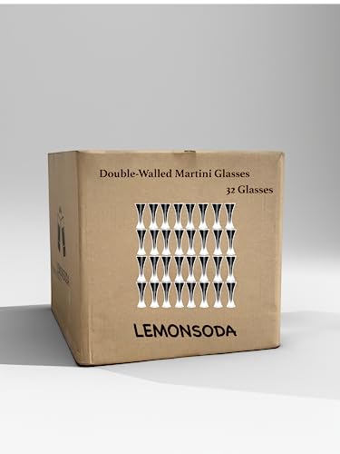 LEMONSODA Double Walled Cocktail Martini Glasses - 210 mL / 7 fl. oz (Set of 4)