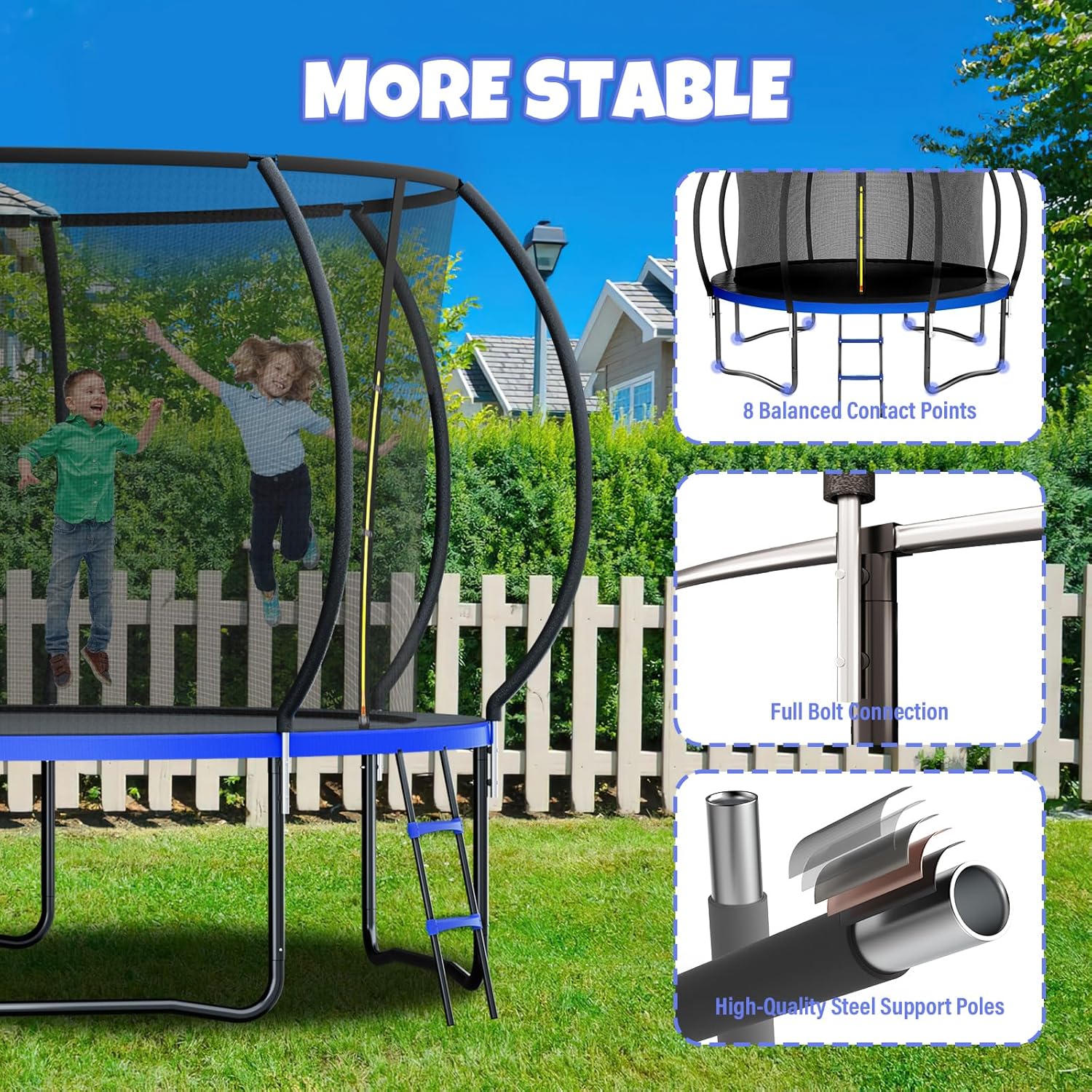 Trampoline 12FT 14FT, Outdoor Trampolines for Kids and Adults, Recreational Trampoline with Basketball Hoop & Enclosure Net, Round Trampoline Heavy Duty
