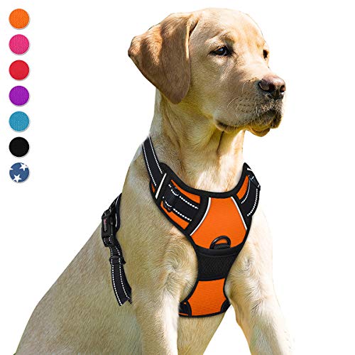 BARKBAY No Pull Dog Harness Front Clip Heavy Duty Reflective Easy Control Handle for Large Dog Walking(Black,L)