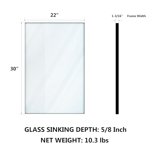 Black Metal Framed Bathroom Mirror for Wall, 30 x 36 Inch Square Corner Rectangle Matte Black Bathroom Vanity Mirror Farmhouse, 1/4-inch Shatterproof Glass | Ultra-Flush Hanging