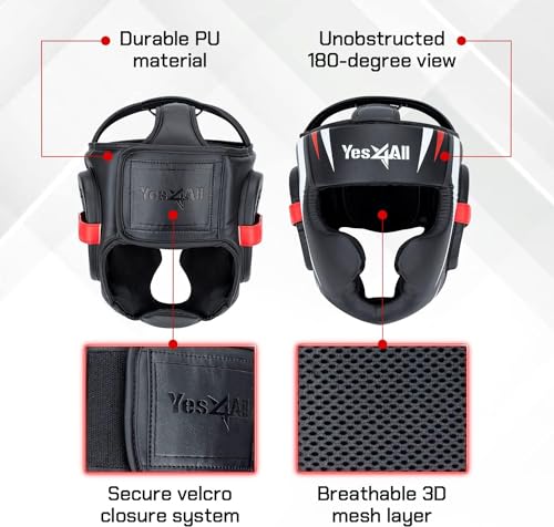 Yes4All Extreme Full Face Boxing Headgear, Adjustable Sparring Headgear