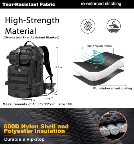 Small Tactical Backpack Military Daypack - 30L Backpack for Men Molle Assault Pack Bug Out Bag for Hiking Camping Travel Army Hunting Rucksack Trekking (Green)