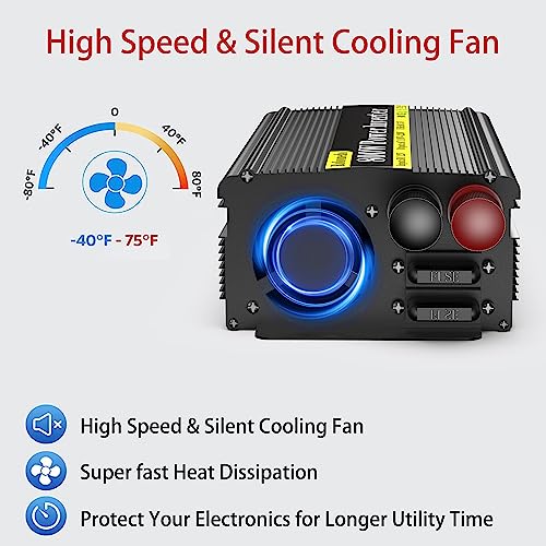 800 Watt Power Inverters for Vehicles, Car Inverter DC 12v to 110v AC Converter for Car Cigarette Lighter, Modified Sine Wave Inverters with 2 AC Outlets and 2.4A USB Ports for RV Camping