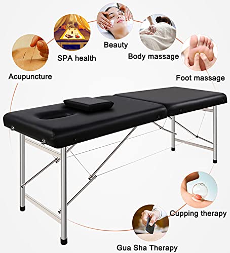 Massage Table Bed,Commercial Folding Massage Bed Couch Beauty Tattoo Spa Bed,Aluminum Feet Facial Tattoo Folding Salon Table,w/Carrying Bag (Pink)