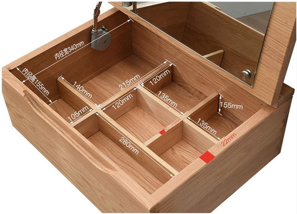 Vanity Table Set Makeup Dresser,Wooden Makeup Dressing Table with Drawers, Elegant Shape Design Crystal Knobs (Walnut Single Table