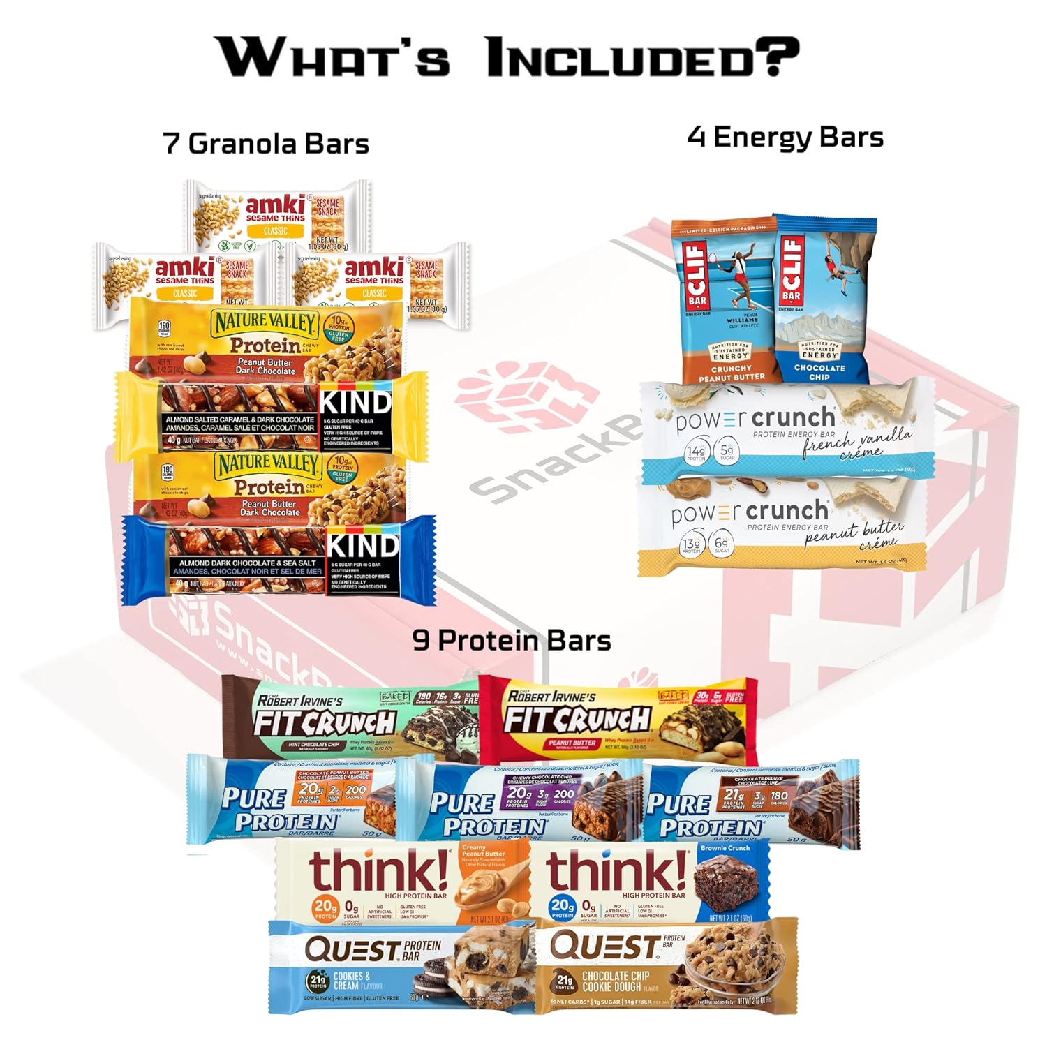 Snack BOX Healthy Protein Bars Fitness Care Package Variety Pack | (20 Items) | Teachers, Back to School, College, Office, Birthday, Athletes, Weightlifters, Marathon Training, Runner, Running, Student, Military