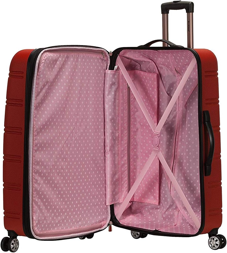 Rockland Melbourne Hardside Expandable Spinner Wheel Luggage, RED, Checked Large 28