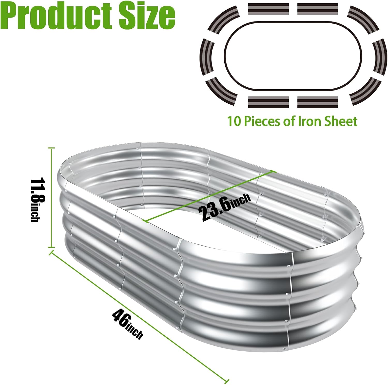 SnugNiture 3 Pcs Round 2x2x1ft Raised Garden Bed 4x2x1ft Oval Metal Planter Box