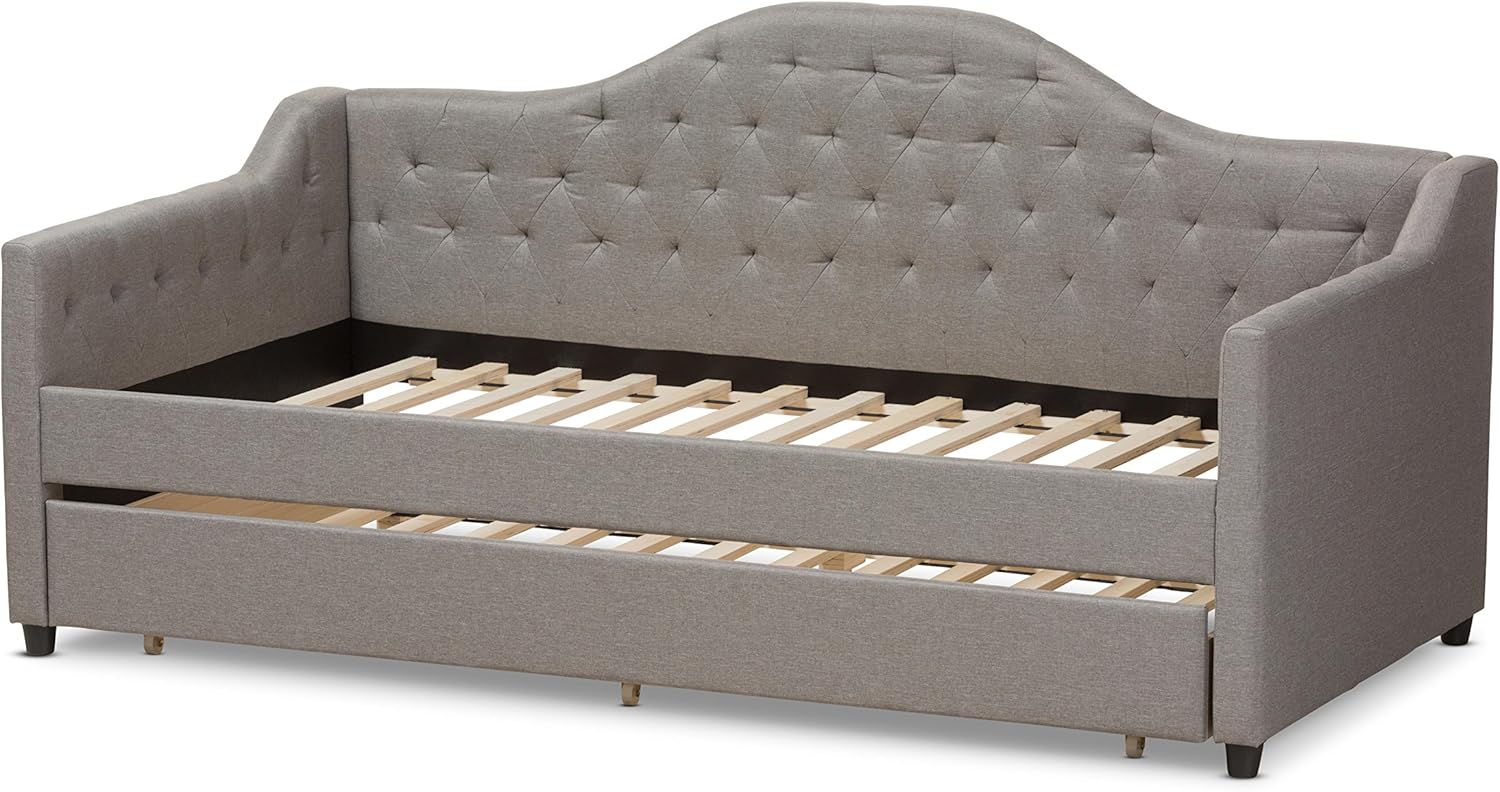 Baxton Studio Peola Modern Fabric Daybed with Trundle, Twin