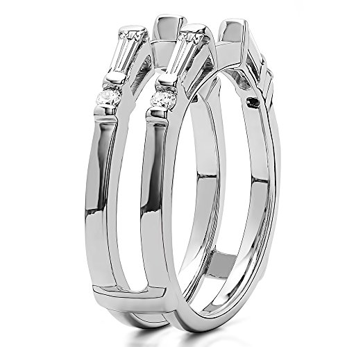 TwoBirch 0.46 Ct. Baguette and Round Solitaire Enhancer in Sterling Silver with Moissanite or Cubic Zirconia
