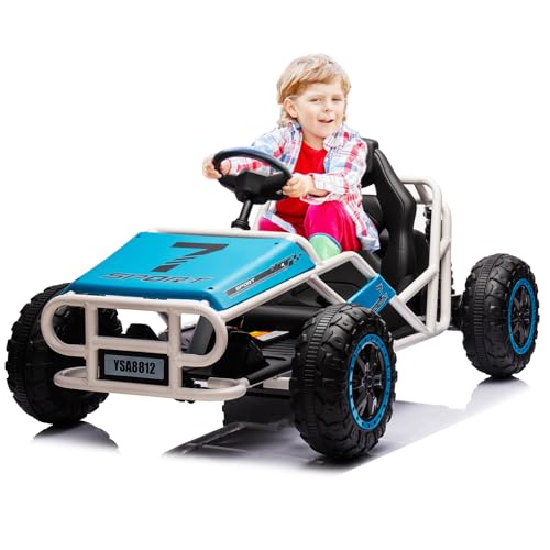 24V Ultimate Go Kart for Kids Ages 6-12, 2x200W Powerful Motor Electric Go Kart, 6MPH Outdoor Off-Road Dirt Road Electric Car,15