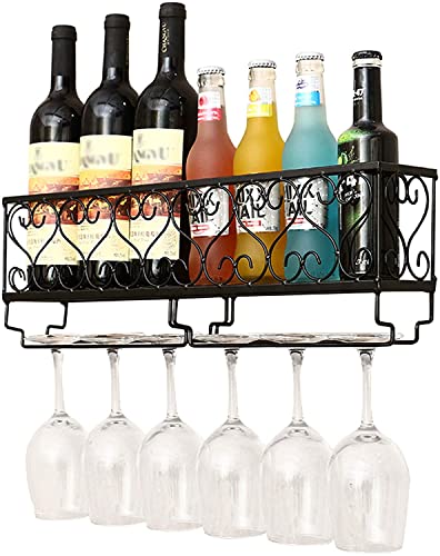 Vintage Wall-Mounted Wine Racks, Iron Frame Stemware Racks, Wine Accessories Great Deal, Household Metal Support Cup Holder, Black Home Decoration The New Fashionable