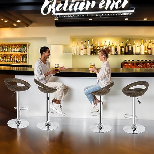 ZENY Set of 2 Adjustable Bar Stools, Pub Swivel Barstool Chairs with Back, Pub Kitchen Counter Height Modern Patio Barstool