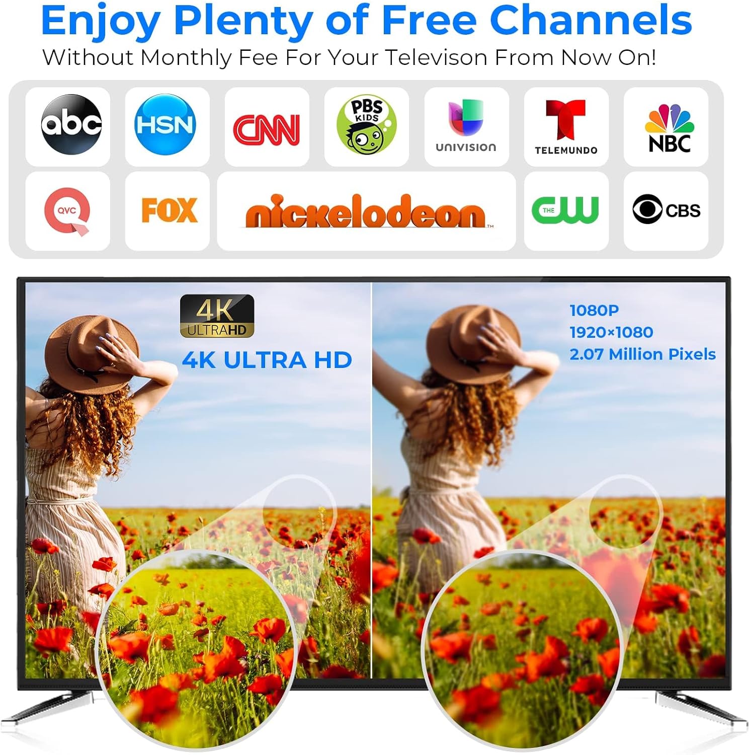 2024 Newest TV Antenna Indoor Smart Digital Up to 2000+ Miles-Amplified HD TV Antenna Outdoor for Local Channels with Amplifier and Signal Booster-52ft Coax HDTV Cable/AC Adapter-Support 8K 4K 1080p