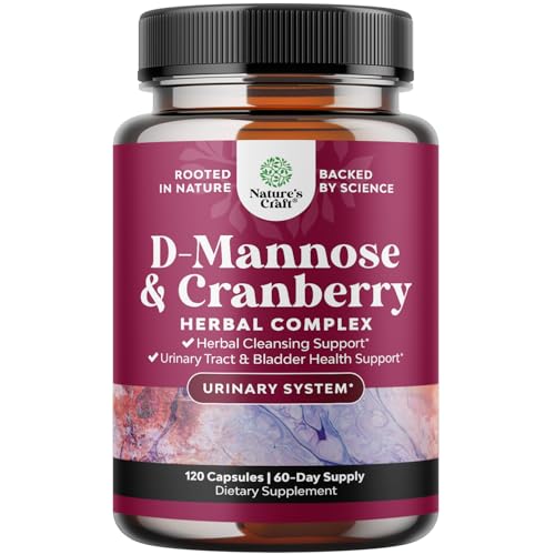D Mannose with Cranberry Extract Capsules - D Mannose Capsules for Kidney Cleanse and Urinary Tract Health for Women - D-Mannose 1000mg Capsules Per Serving with Hibiscus & Dandelion (1 Month)