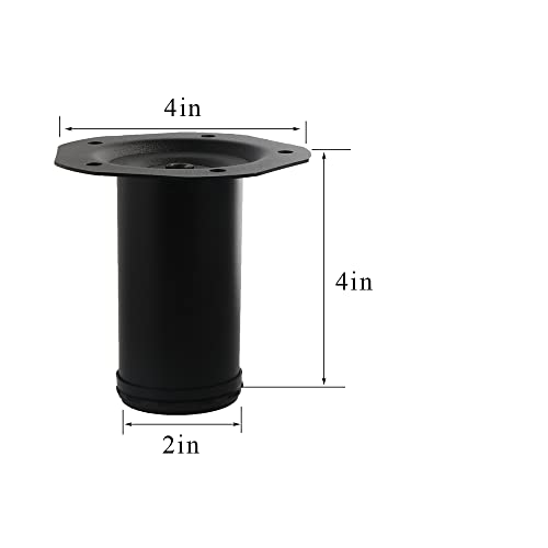 Metal Furniture Legs 12 Inch Adjustable Furniture Table Feet Black, Heavy Duty Steel Round Modern Leg for Coffee Table Cabinet Sofa, 4pcs