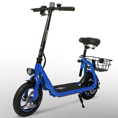 Phantomgogo Electric Scooter for Adults Foldable Scooter with Seat & Carry Basket E-scooter with Brushless Motor 15MPH 265lbs Max Load E Mopeds for Adults Commuter
