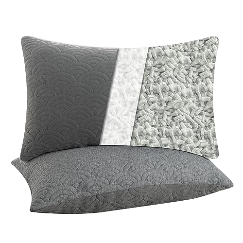 Memory Foam Pillows King size set of 2 Adjustable Cool Pillow for Side Back Stomach Sleepers Luxury Gel Pillow with Washable Cover