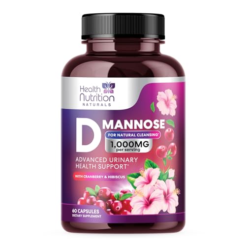 D-Mannose & Cranberry Extract 1350mg Advanced Formula, Fast-Acting Natural Urinary Tract Health Support for Women & Men, Flush Impurities in Urinary Tract & Bladder, Non-GMO, Vegan - 120 Capsules