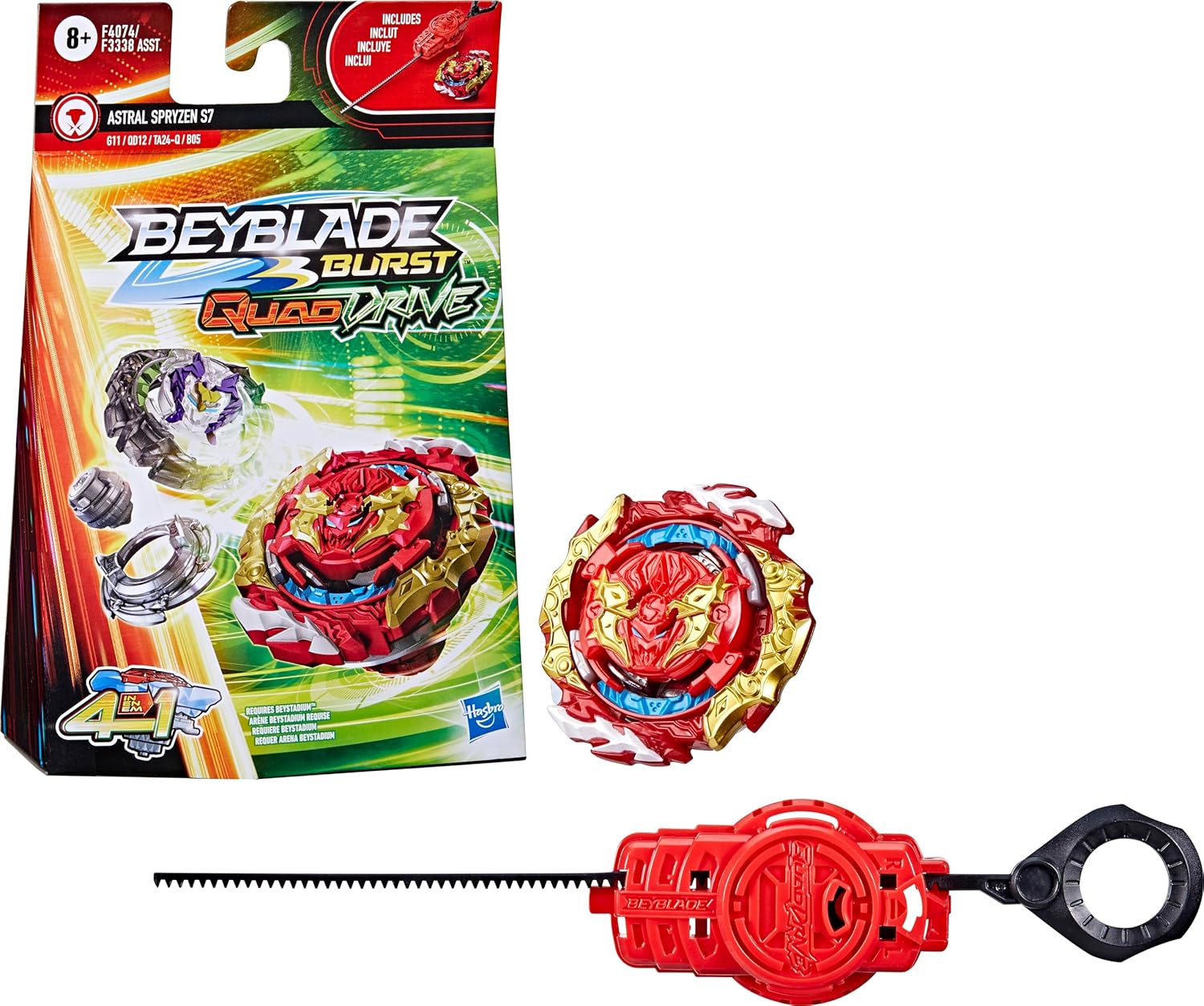 BEYBLADE Burst QuadDrive Astral Spryzen S7 Spinning Top Starter Pack - Balance/Attack Type Battling Game with Launcher, Toy for Kids