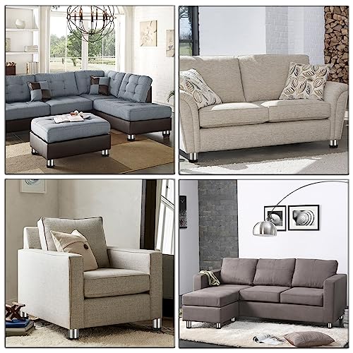 OwnMy 4PCS 4 Inch Stainless Steel Furniture Legs Furniture Feet Risers Small Metal Desk Leg Sofa Legs, Adjustable Silver Metal Furniture Replacement Legs Round Cabinet Legs Chair Table Leg Extenders