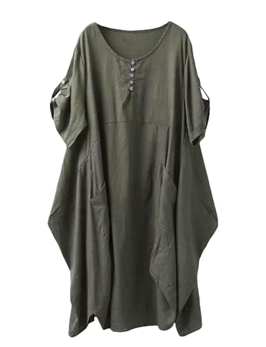 Minibee Women's Ruffle Oversize Casual Midi Dresses with Pockets