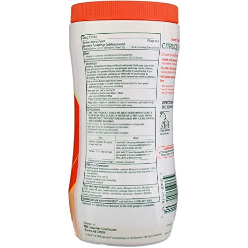 Citrucel Powder Orange Flavor Fiber Therapy for Occasional Constipation Relief, 30 ounce (Pack of 3)