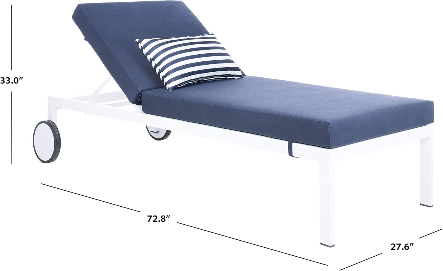 SAFAVIEH Outdoor Collection Yves Nautical Navy/White Adjustable Chaise Lounge Chair with Striped Pillow (PAT4042A)
