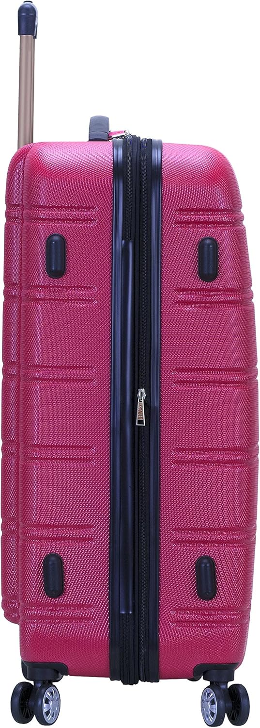Rockland Melbourne Hardside Expandable Spinner Wheel Luggage, Magenta, Checked Large 28