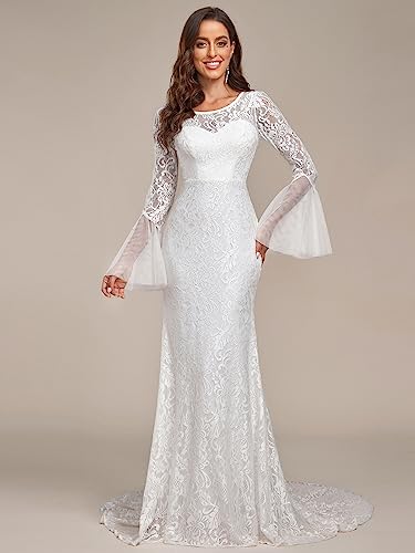 Ever-Pretty Women Sweetheart Illusion Neckline Lace Applique Bodycon Mermaid Wedding Dress 90354