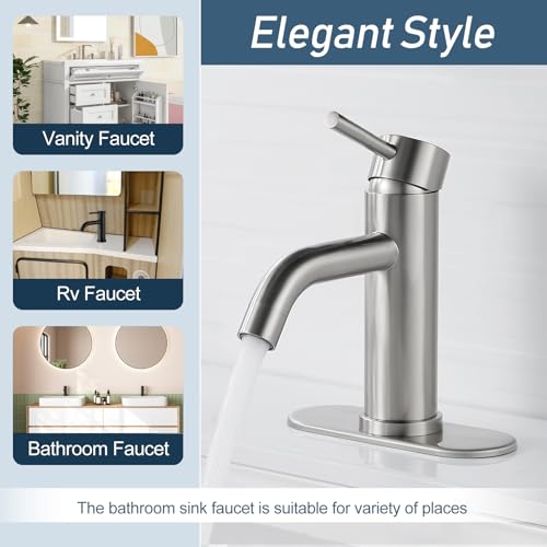 Black Bathroom Faucet Single Hole RV Bathroom Faucet Single Handle Bathroom Sink Faucet 1 Hole with 3 Hole Deck Plate，Water Supply Lines with cUPC Certification