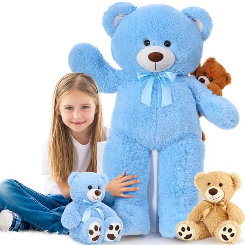 MorisMos Giant Teddy Bear with Babies, 4Pcs Mommy and Baby Teddy Bear for Baby Shower, Large Stuffed Bear, Big Teddy Bear 3 feet Stuffed Animals for Kids, Adults Brown