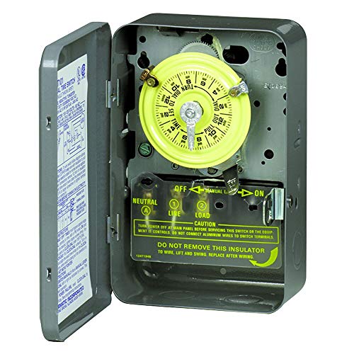 ​​Intermatic T104 Electromechanical Timer Switch - Proven Durability, 40A Load Capacity, Versatile Scheduling, 1-12 Cycles Per Day - Manual Override, Tripper Included for Reliable Time-Based Control