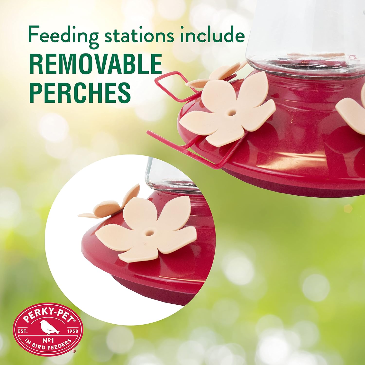 Perky-Pet 9201-6 Top-Fill Pinch-Waist Glass Hummingbird Feeder – 12 oz, PInk