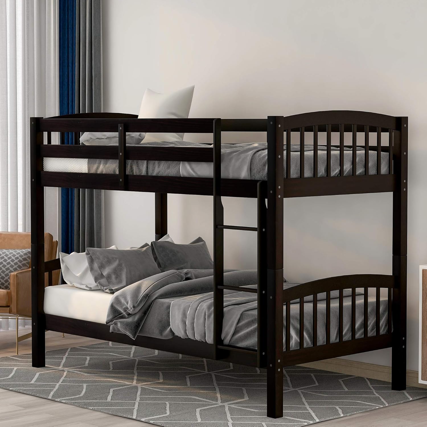 Twin Over Twin Bunk Bed with Ladder,Espresso (OLD SKU: LP000066AAP)