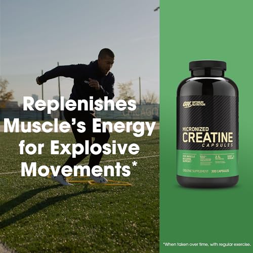 Optimum Nutrition Micronized Creatine Monohydrate Capsules, Keto Friendly, 2500mg, 200 Capsules (Packaging May Vary)