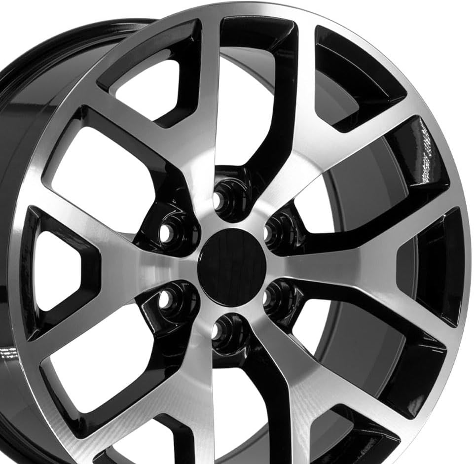OE Wheels LLC 20 inch Rim Fits 6x139.7 Silverado Suburban Tahoe Sierra Yukon Escalade CV92 20x9 Black Machined Wheels Hollander: 5656