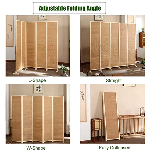 3 4 5 6 Panels Collapsible Privacy Room Screen, Hand-Woven Freestanding Room Partition Wall Dividers for Dining Room/Restaurant/Coffee House (Color : 3 Panels, Size : 180cm/71in H)