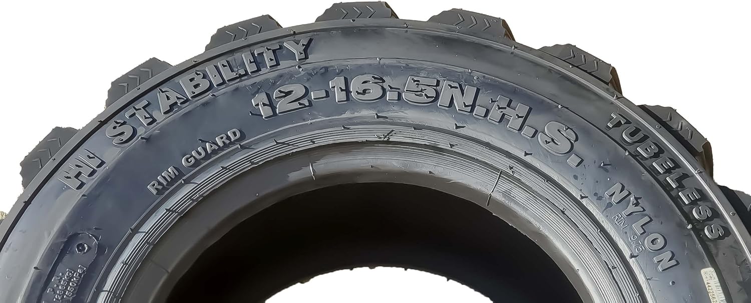 New Heavy Duty 12-16.5 12x16.5 12 Ply Skid Steer Tire w/Rim Guard