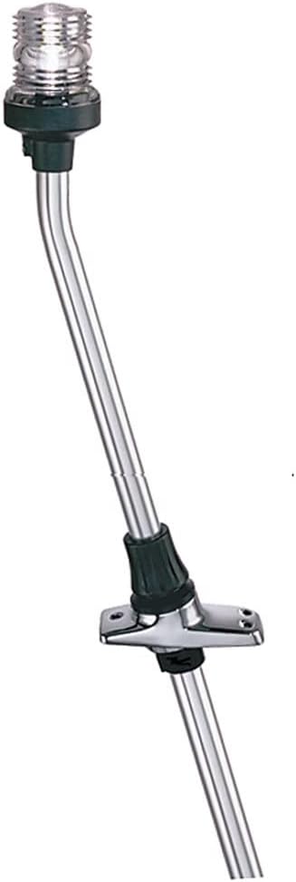 Perko 1311DP2CHR Telescoping White All-Round Pole Light and Base Combination - 20-1/8'' Height, 16° Rake','3/4'' diameter'