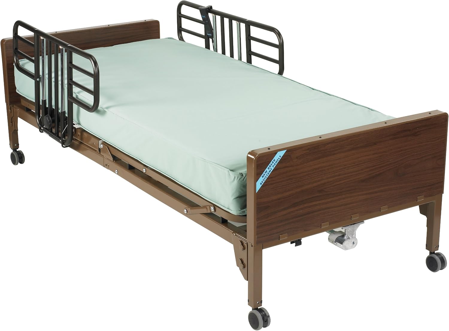 Drive Medical Delta Ultra Light Semi Electric Bed with Half Rails and Therapeutic Support Mattress, Model - 15030BV-PKG-1-T