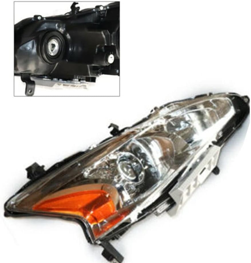 Headlight Assembly, Passenger Side Front Halogen Chrome Housing Projector Headlights with Amber Reflector for 2013 2014 2015 Nlssan Altima Sedan Models Only (Passenger Side)