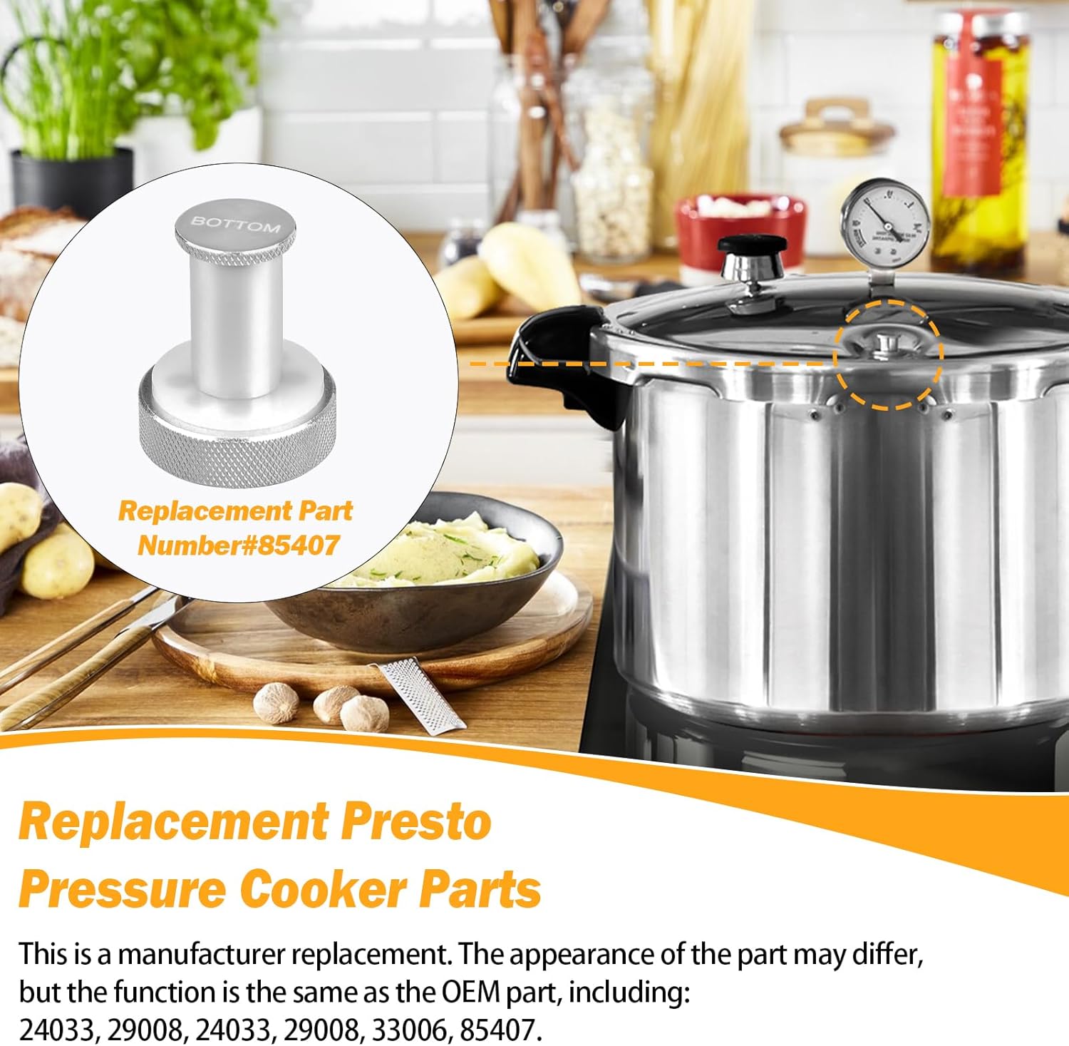 Pressure Cooker Canner Parts Replacement Presto, Pressure Cooker Air Vent Cover/Lock 23 Quart 409A 16QT - 2 Pack, Silver